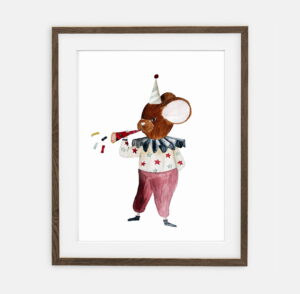 Постер Мишка з трубою | Постер для дітей Циркова колекція | Оздоблення інтер'єру дитячої кімнати