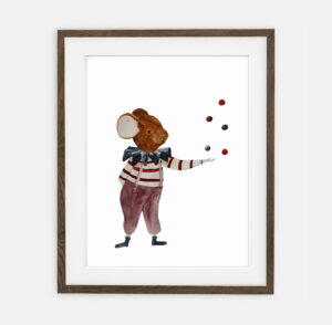 Αφίσα με το ποντίκι που κάνει ζογκλερικά | Παιδική αφίσα Συλλογή τσίρκου | Εσωτερική διακόσμηση παιδικού δωματίου