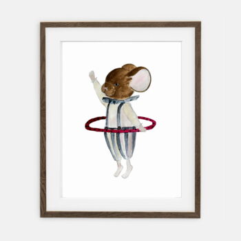 Hula hop pelės plakatas | Vaikiškas plakatas Cirko kolekcija | Vaikų kambario interjero dekoravimas