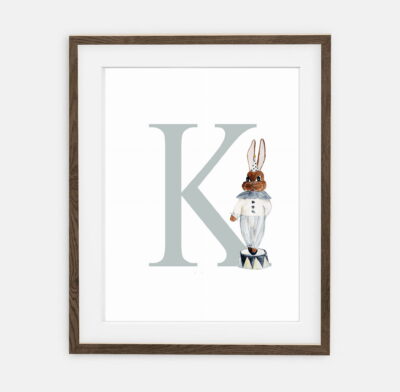 Circus Bunny Blue Green Initial for boy Circus Collection | room interior decoration for boy.