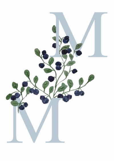 Initial Blueberry Initial for boy Botany Collection | interior decoration for boy's room