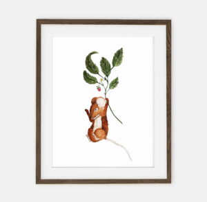 Poster Mouse with Strawberry | Poster for child Forest Collection | interior decoration of a child's room.