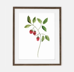 Poster Raspberry twig | Poster for child Forest collection | interior decoration of a child's room.