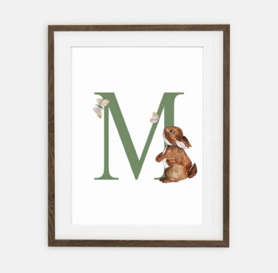 Initial Bunny Antos Green Initial for boy Forest Collection | room interior decoration for boy