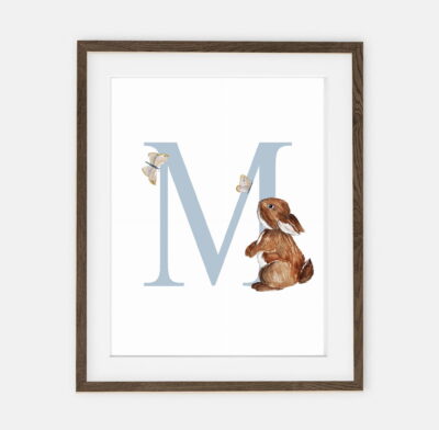 Initial Bunny Antos Blue Initial for boy Forest Collection | room interior decoration for boy