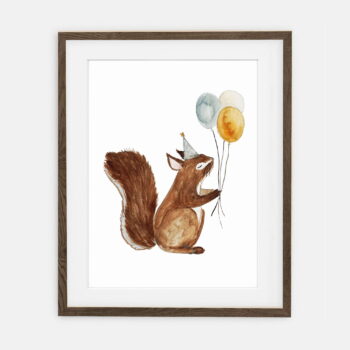 Poster Eichhörnchen mit Hut | Poster für ein Kind Waldgeburtstagssammlung | Inneneinrichtung eines Kinderzimmers
