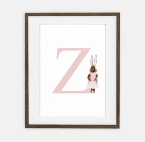 Sofia Bunny Initial per ragazze Retro Bunny Collection | Decorazione d'interni per la camera di una ragazza