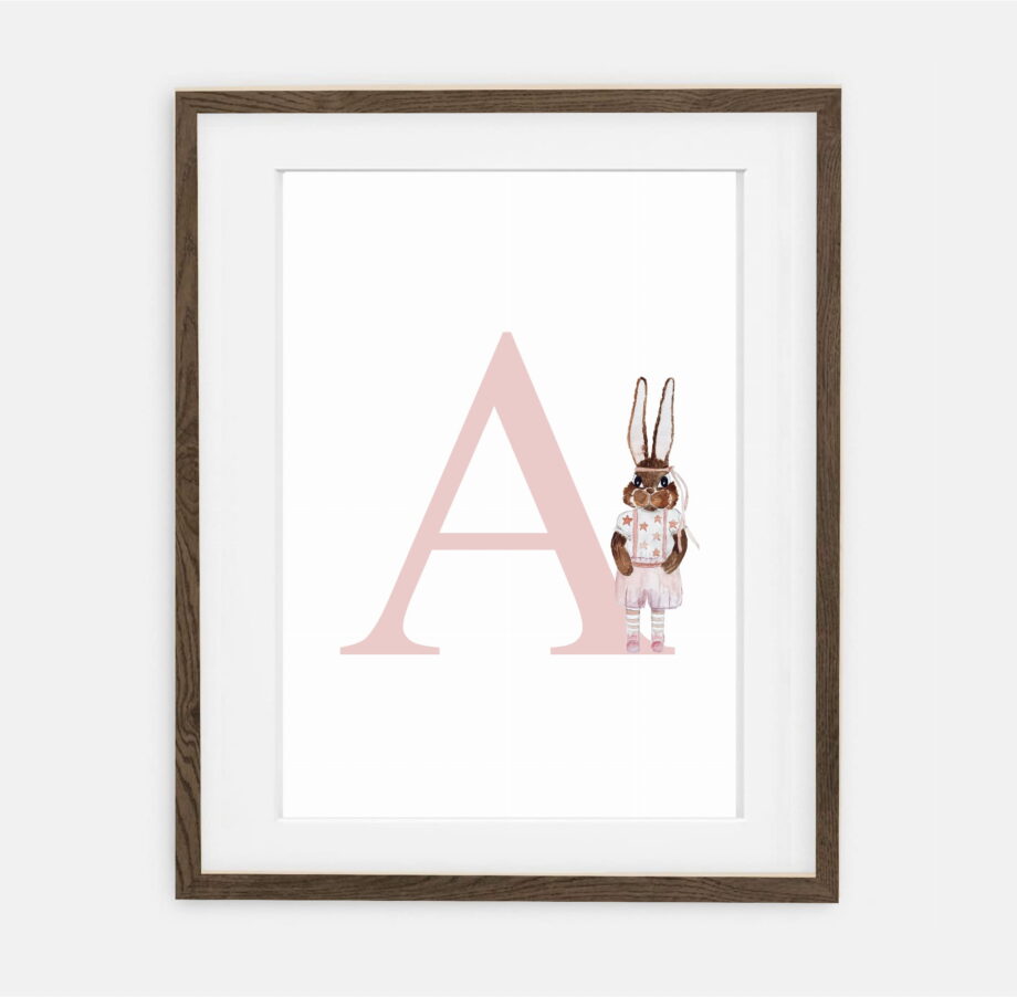 Chloe Bunny Initial for girls Retro Bunny Collection | interior decoration of a girl's room