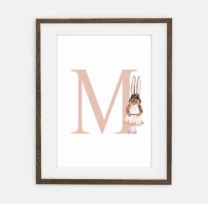 Mili Bunny Initial per ragazze Retro Bunny Collection | Decorazione d'interni per la camera di una ragazza