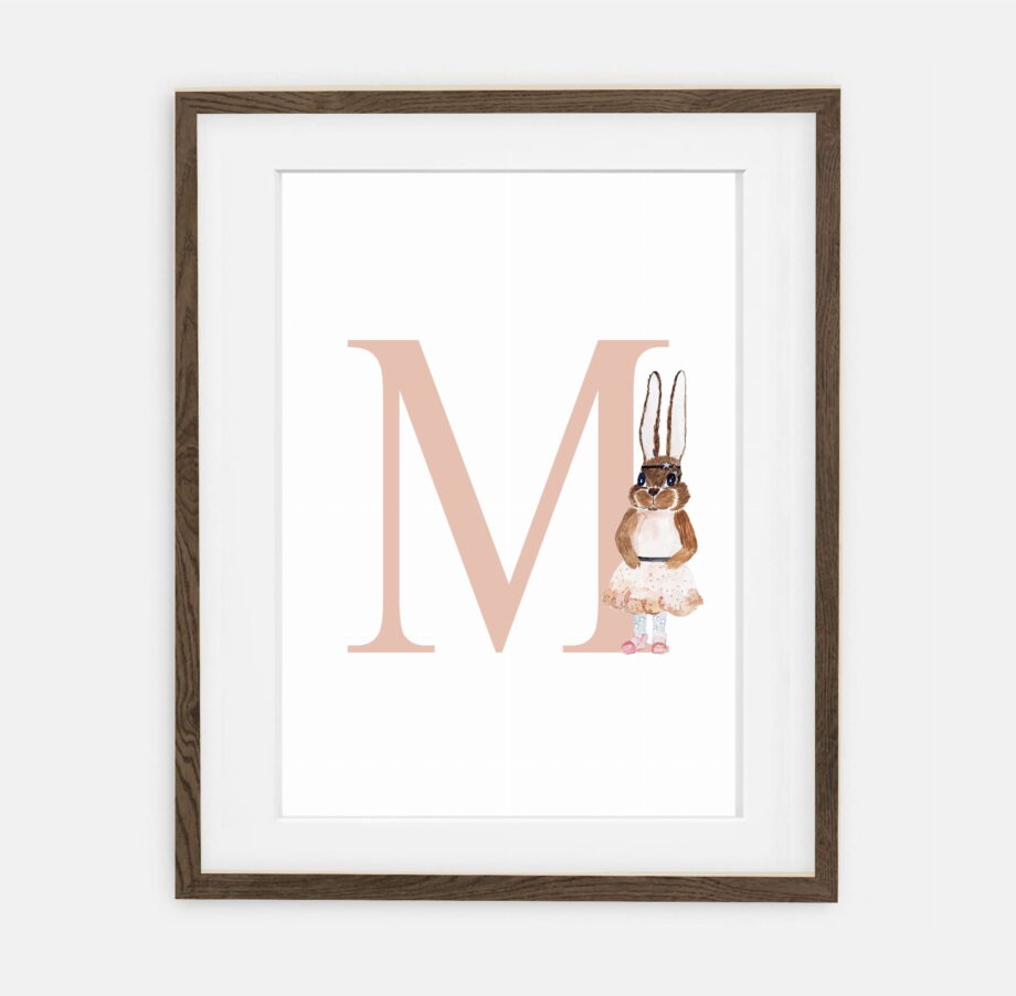 Mili Bunny Initial for girls Retro Bunny Collection | interior decoration of a girl's room