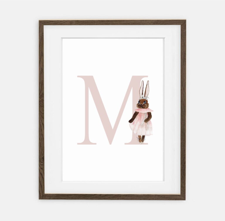 Bunny Initial Aniela Initial for girls Retro Bunny Collection | interior decoration of a girl's room