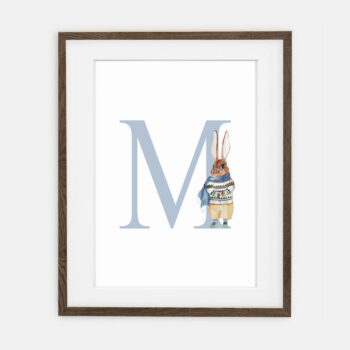 Initial Rabbit Rupert Initial for boy Retro Bunny Collection | interior decoration for boy's room