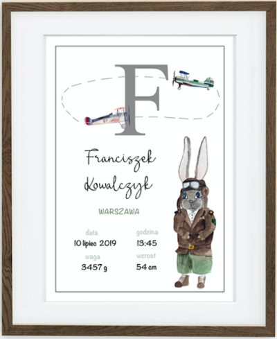 Aviator Metric for boy Retro Bunny Collection | interior decoration for boy's room