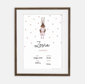 Chloe Bunny Tlač Baby Girl Tlač Retro Bunny Collection | Interiérová výzdoba pre dievčenskú izbu