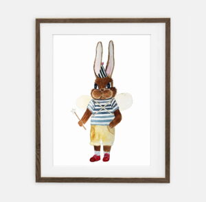 Póster Conejo Hada | Póster para niño Colección Retro Bunny | Decoración interior para habitación de niño