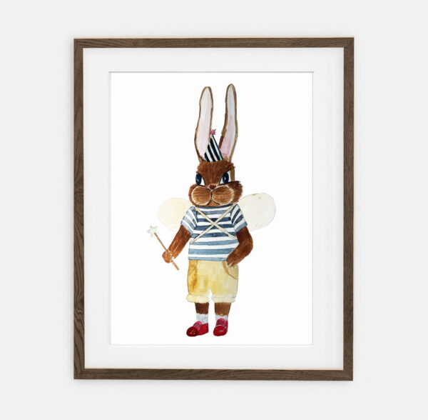 Poster Rabbit Fairy | Poster per ragazzo Retro Bunny Collection | Decorazione d'interni per la camera di un ragazzo