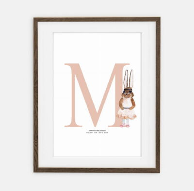 Initials Baby girl Initial Label Retro Bunny Collection | interior decoration of a girl's room.