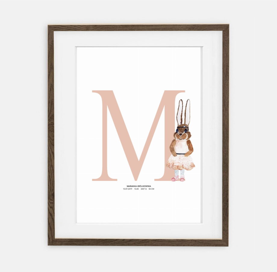 Kūdikio mergaitės inicialai Kūdikio mergaitės inicialai Retro Bunny Collection | Kūdikio mergaitės kambario interjero dekoravimas