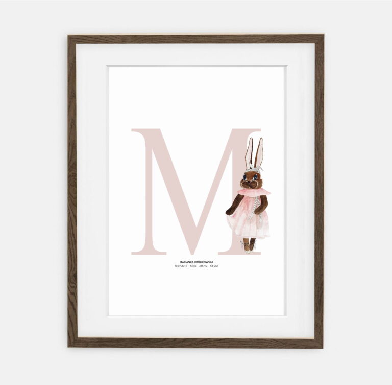 Bunny with metric letter of baby's name