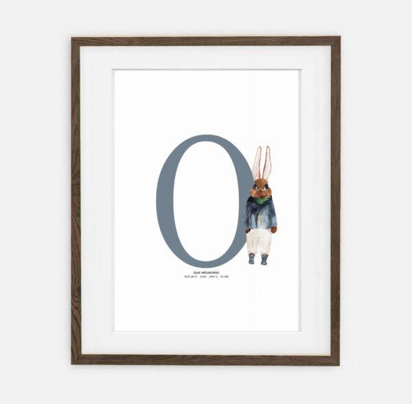 Initials Julek Metric Initials for boy Retro Bunny Collection | room interior decoration for a boy.