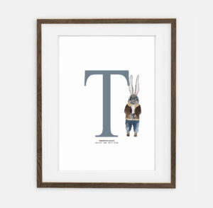 Initials Metric Raider Initials for boy Retro Bunny Collection | room interior decoration for boy.