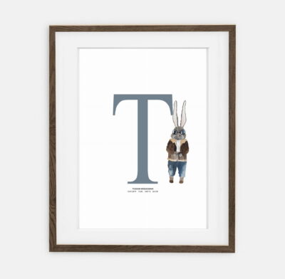 Initials Metric Raider Initials for boy Retro Bunny Collection | room interior decoration for boy's room