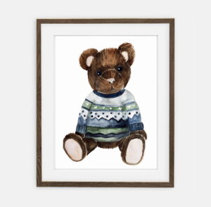 Hubert Teddy Bear Poster | Plakat til guttebamsesamling | Interiørdekorasjon til gutterommet