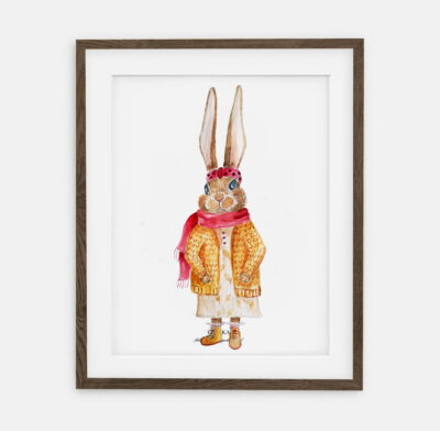 Plakat Króliczka Antonina | Plakat dla dziewczynki Kolekcja Retro Króliczki | dekoracja wnętrza pokoju dla dziewczynki