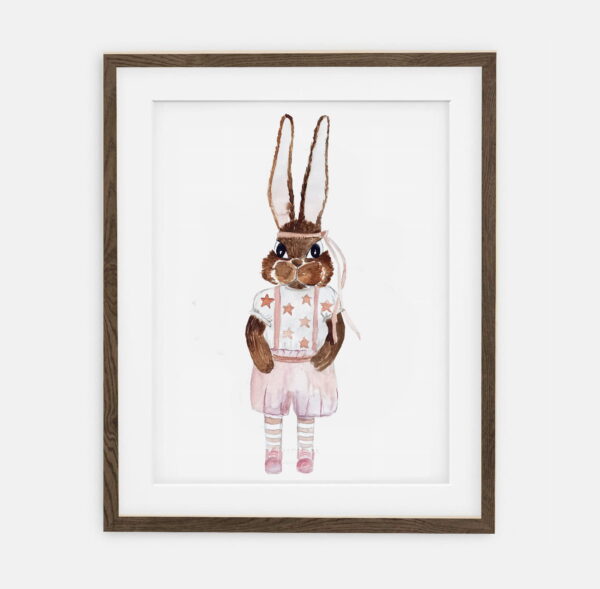Chloe Bunny Poster | Poster for girls Retro Bunny Collection | Tyttöjen huoneen sisustussisustus