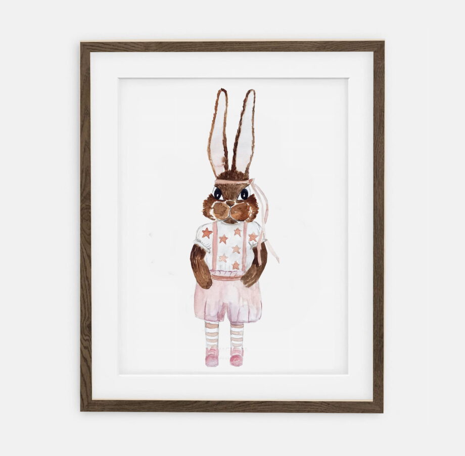 Chloe Bunny Plakatas | Plakatas mergaitėms Retro Bunny kolekcija | mergaitės kambario interjero dekoravimas