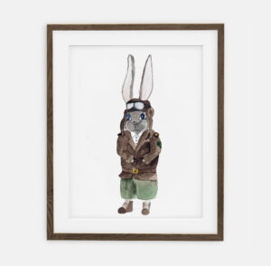 Plakát zajíček Aviator | Plakát pro chlapce Retro Bunny Collection | Dekorace do interiéru chlapeckého pokoje
