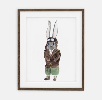 Aviator Bunny Poster | Poster for boy Retro Bunny Collection | room interior decoration for boy.