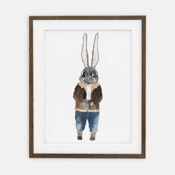 Rally Rabbit Poster | Poster for boy Retro Bunny Collection | room interior decoration for boy.