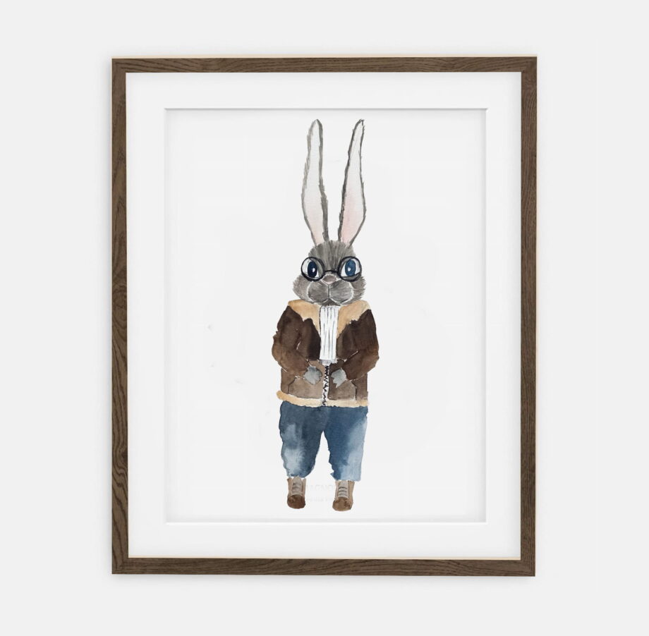Plagát Rabbit Rally | Plagát pre chlapca Retro Bunny Collection | Interiérové dekorácie do chlapčenskej izby