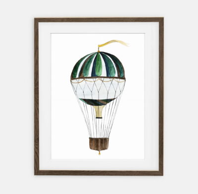 Plakat Balon Green | Plakat dla chłopca Kolekcja Podróż | dekoracja wnętrza pokoju dla chłopca