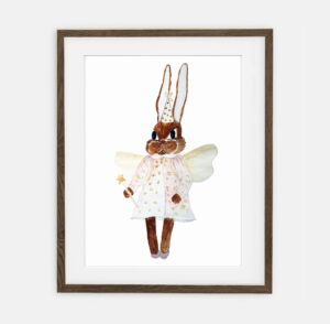 Fairy Bunny Poster | Poster for Girls Retro Bunny Collection | interior decoration of a girl's room.