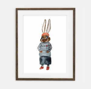 Постер Кролик Ентоні | Постер для хлопчика Retro Bunny Collection | Прикраса інтер'єру для кімнати хлопчика
