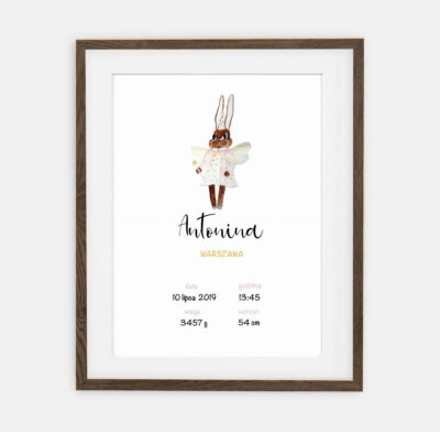 Fairy Bunny Metric for girls Retro Bunny Collection | room interior decoration for girls.