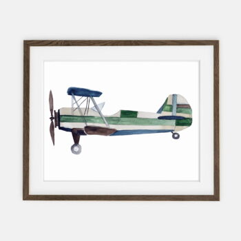 Plakatas Lėktuvas Žalia | Plakatas berniukui Kolekcija Kelionės | berniuko kambario interjero dekoravimas