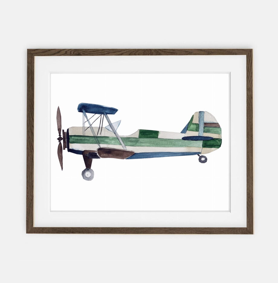 Plakat Samolot Green | Plakat dla chłopca Kolekcja Podróż | dekoracja wnętrza pokoju dla chłopca
