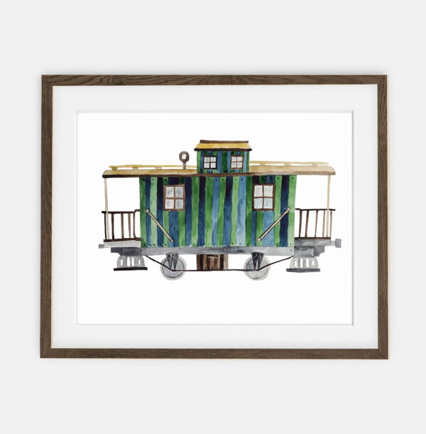 Locomotive Poster - Wagon Green | Poster for boy Travel Collection | room interior decoration for boy.