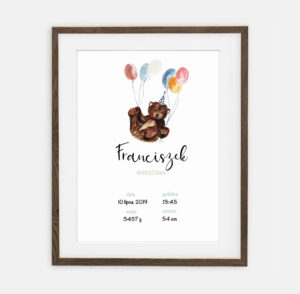 Плюшевий ведмедик з повітряними кульками Етикетка для дитячого душу Лісова колекція на день народження | прикраса інтер'єру дитячої кімнати
