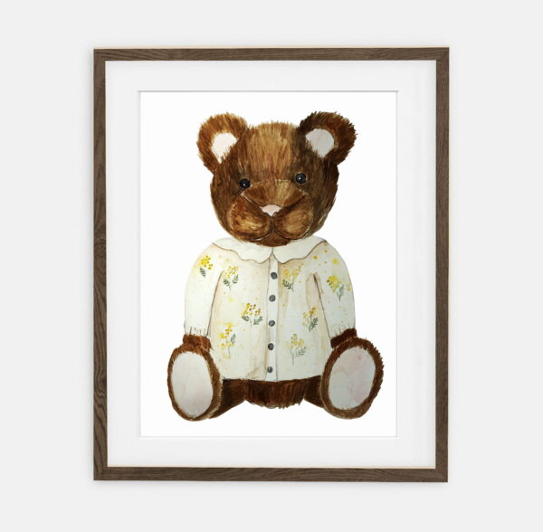 Tosia Teddy Bear Poster | Poster for girls Teddy Bears Collection | Sisustussisustus tyttöjen huoneeseen