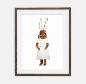 Bianca Bunny-plakat | Plakat for jenter Retro Bunny Collection | interiørdekorasjon til jenterommet