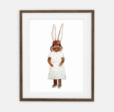 Plakat Króliczka Bianca | Plakat dla dziewczynki Kolekcja Retro Króliczki | dekoracja wnętrza pokoju dla dziewczynki