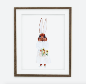 Poster Coniglietto con cestino | Poster per una ragazza Collezione di sogni di primavera | Decorazione interna di una stanza per una ragazza