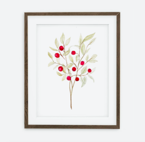 Red berries poster | Poster for girls Spring dream collection | room interior decoration for girls.