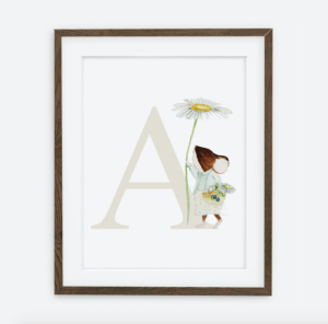 Initial Mouse and Daisy beige Initial for a girl Spring dream collection | interior decoration of a girl's room