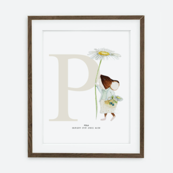 Initial Mouse and Daisy beige Initial Label for girls Spring Dream Collection | interior decoration of a girl's room