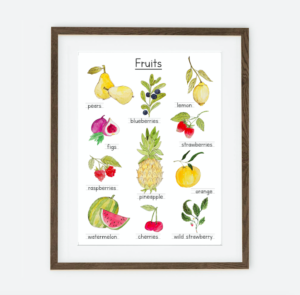 Cartaz FRUITS PLATE | Cartaz para uma menina Coleção de sonhos de primavera | Decoração de interiores para um quarto de menina